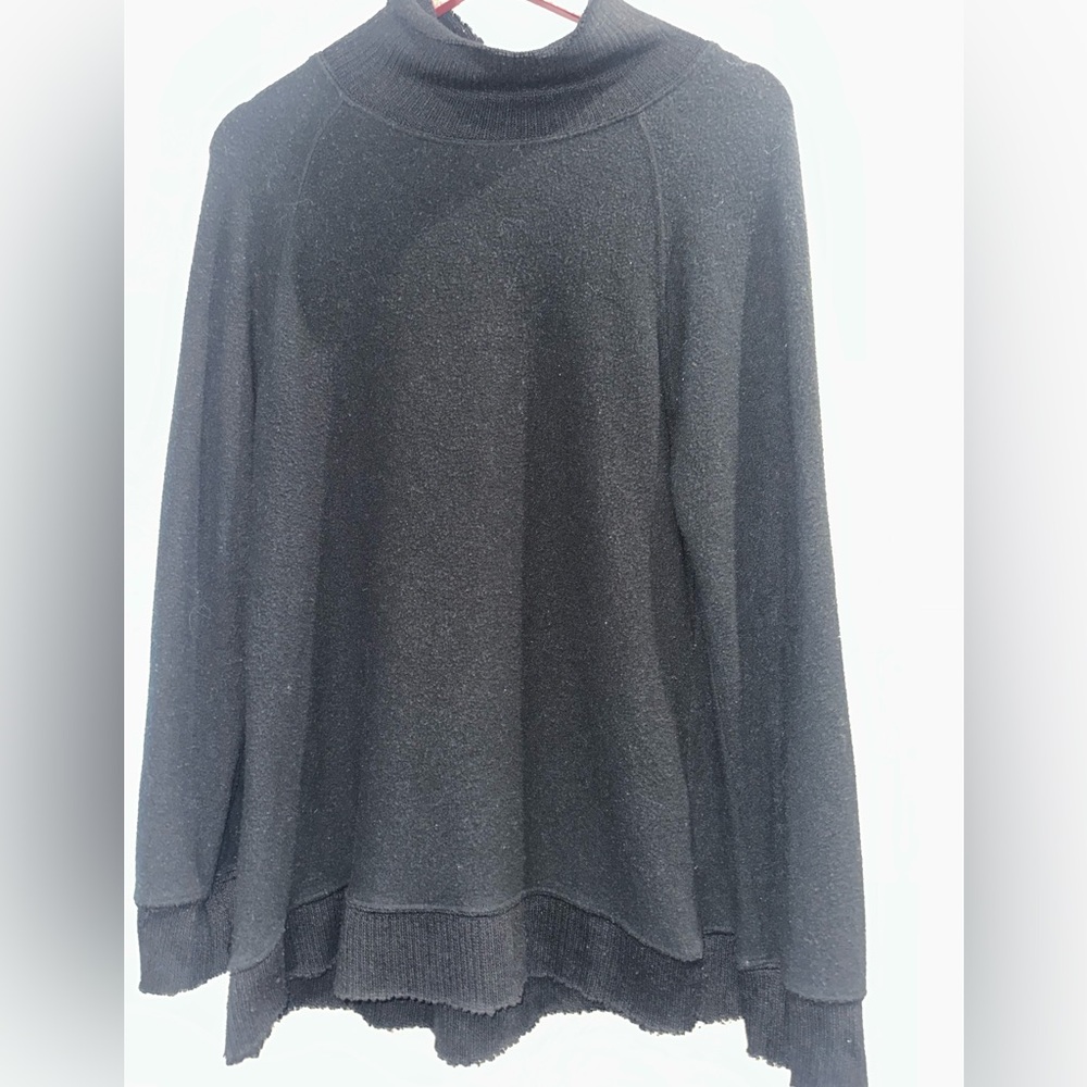 Z Supply Soft Spun Mock Neck Tunic Sweater | Distressed Edges | M